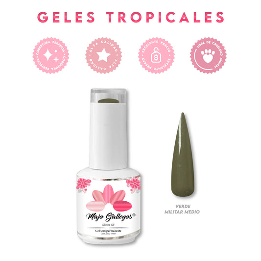 GEL TRÓPICAL VERDE MILITAR MEDIO